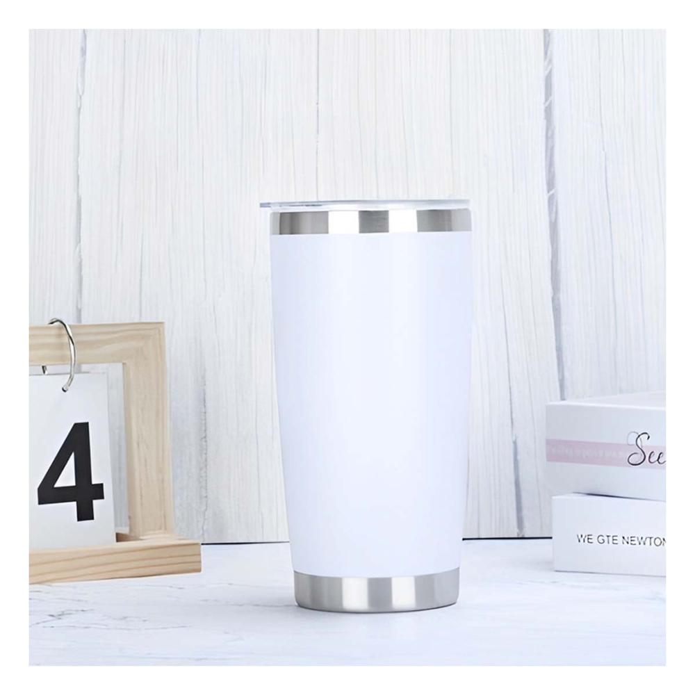 Vaso termo 600ML de Acero color Blanco con Tapa y Asa para Uso Diario YPapel Regalo