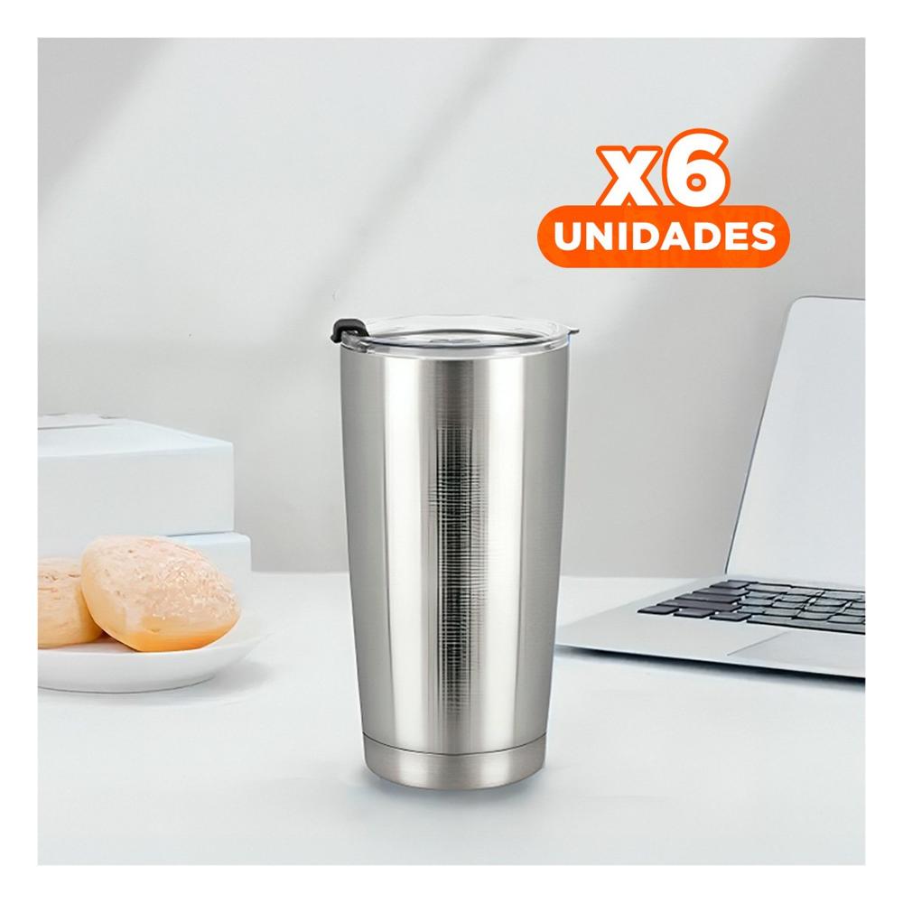 Pack6 Contenedor 600ML de Acero Inoxidable Plateado con Tapa y Comodidad YPapel Regalo
