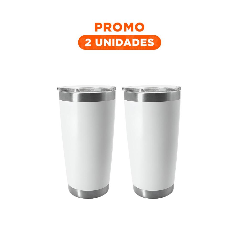 Pack2 Termo Blanco con Tapa 600ML de Acero Inoxidable para Bebidas Diarias YRegalo Sticker