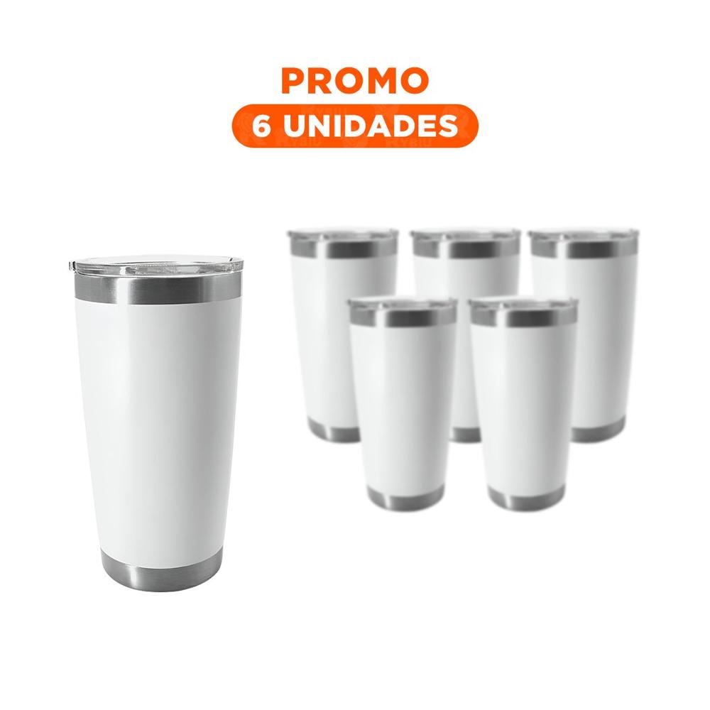 Pack6 Contenedor Blanco 600ML con Tapa Hermetica de Acero Inoxidable YRegalo Sticker