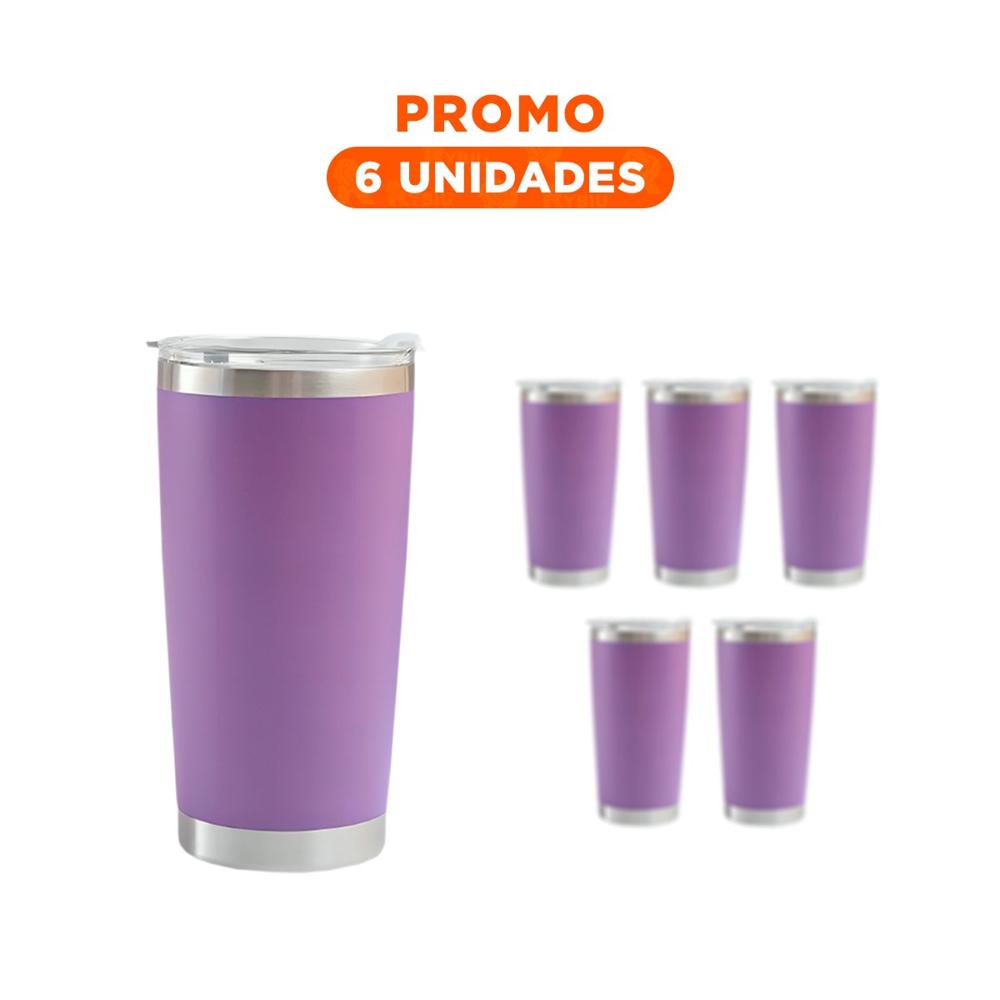 Pack6 Contenedor Morado 600ML con Tapa Hermetica de Acero Inoxidable YRegalo Sticker