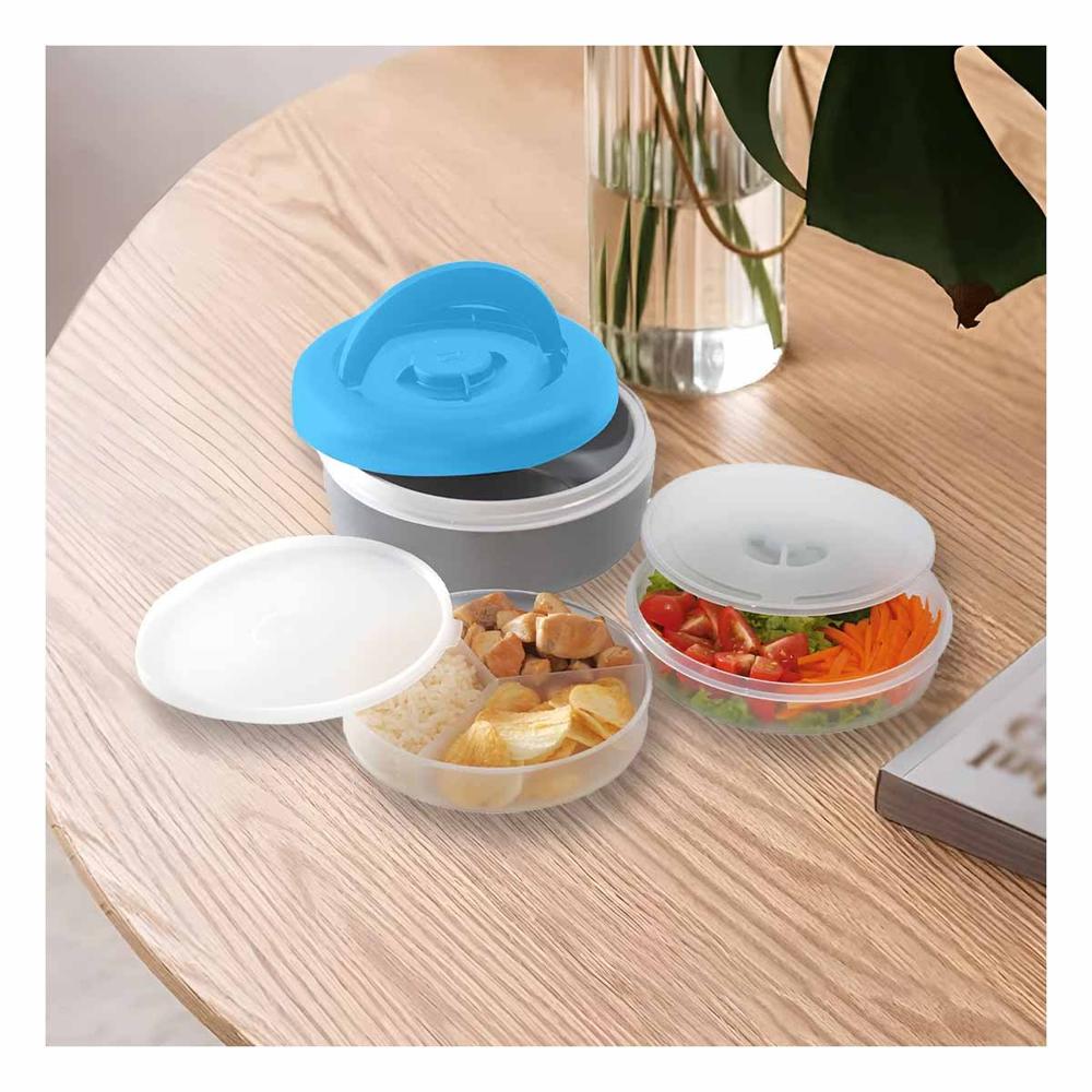 Contenedor Termico 1.25L Celeste y Plomo para Preparaciones del Dia Y notas
