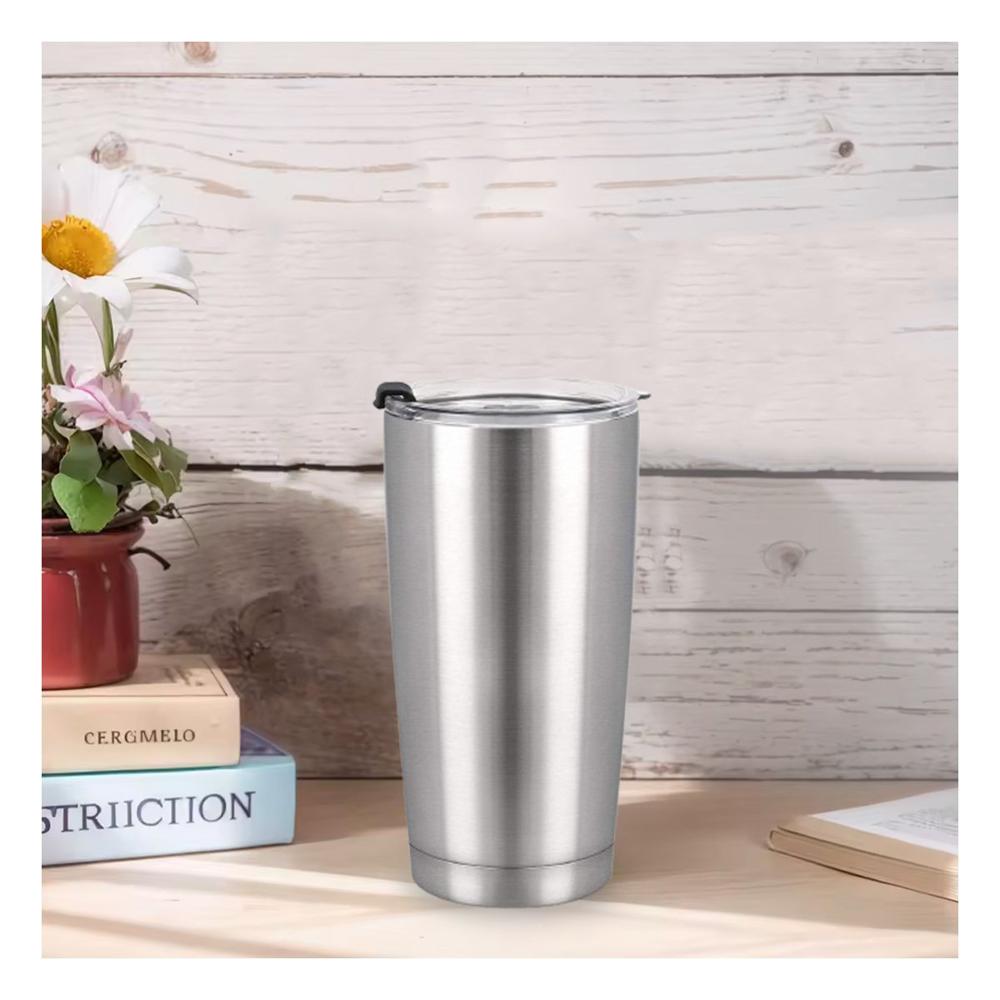 Vaso termo 600ML de Acero color Plateado con Tapa y Asa para Uso Diario YPapel Regalo