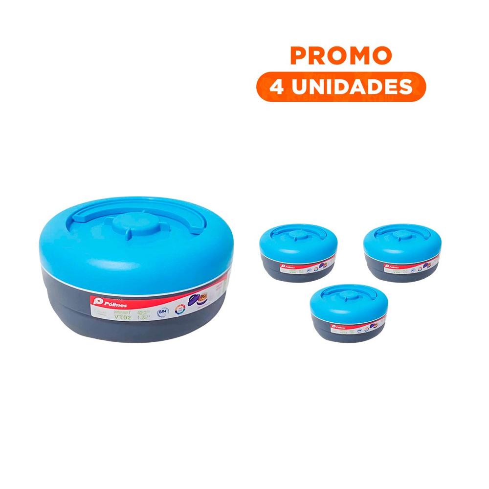 Pack4 Lonchera Termica 1.25L Celeste y Plomo para Rutinas Activas