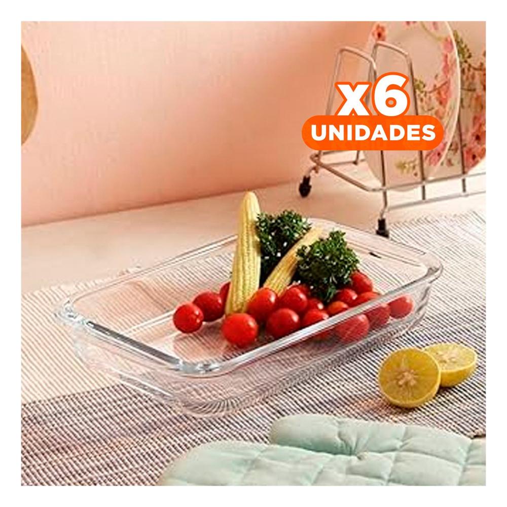 Pack6 Elemento rectangular de vidrio 40x24x72 cm transparente para cocina Y Papel Regalo