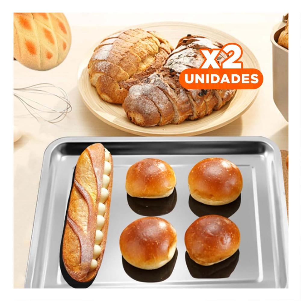 Pack2 Charola Grande de Acero Para Cocina Hogar y Decoracion Plateada YPapel Regalo