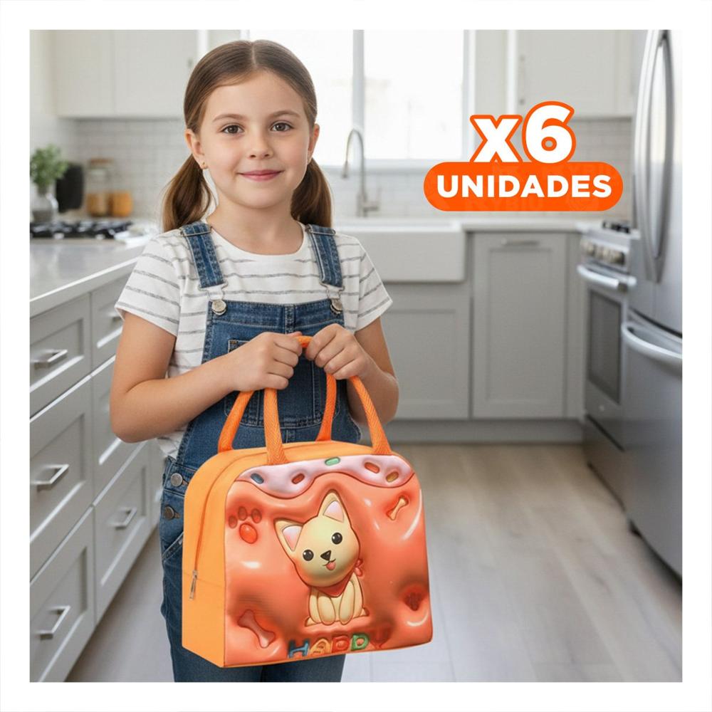 Pack6 Porta Alimentos de Uso Diario con Estilo Kawaii Perro Naranja Y Papel Regalo
