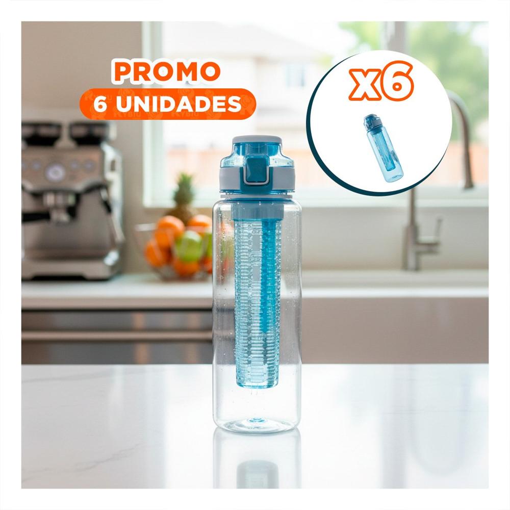 Pack6 Suministro de Agua con Filtro 1000ml Azul Transparente para Actividades YPapel Regalo