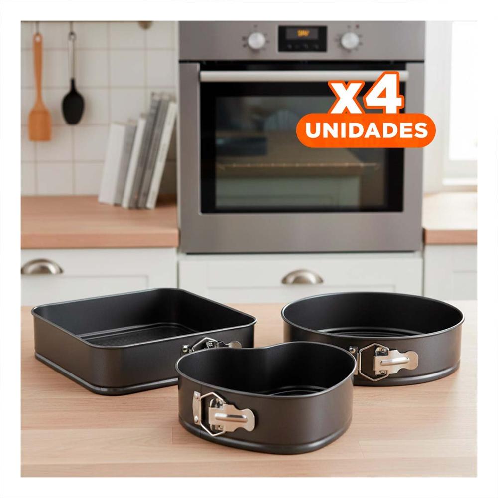 Pack4 Kit de Cocina para Pasteles Plateado con 3 Formas y Medidas Practicas Y Regalo Sticker