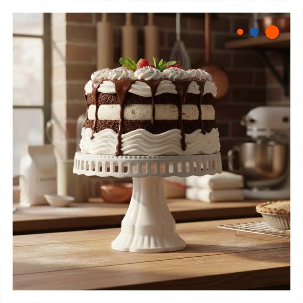 Pedestal Redondo Porta Torta Blanco 32 cm para Celebraciones Y Papel Regalo
