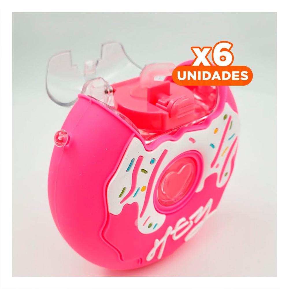 Pack6 Envase Para Agua Circular Fucsia 14x5cm Portatil Y Practico