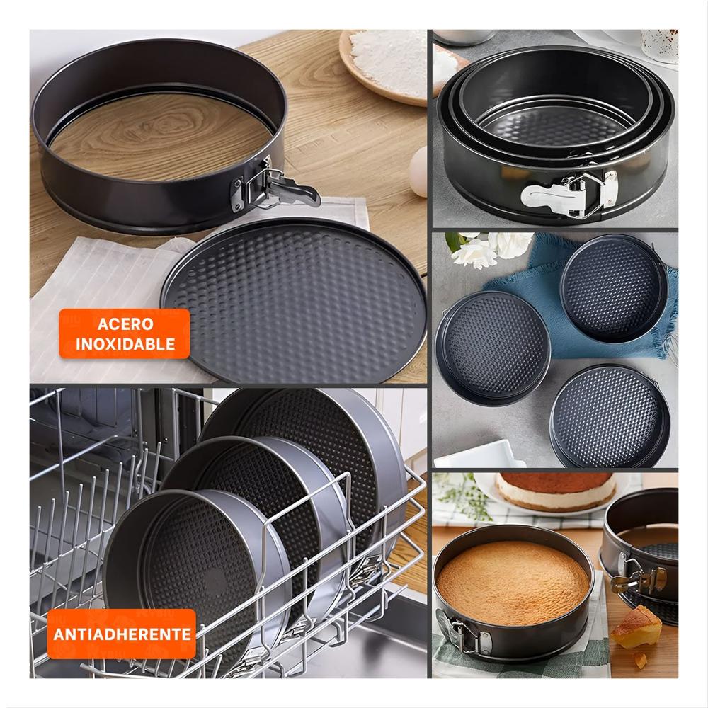 Piezas Desmontables de Reposteria Plateado Pack 3 Moldes Circulares Y Ligas Regalo