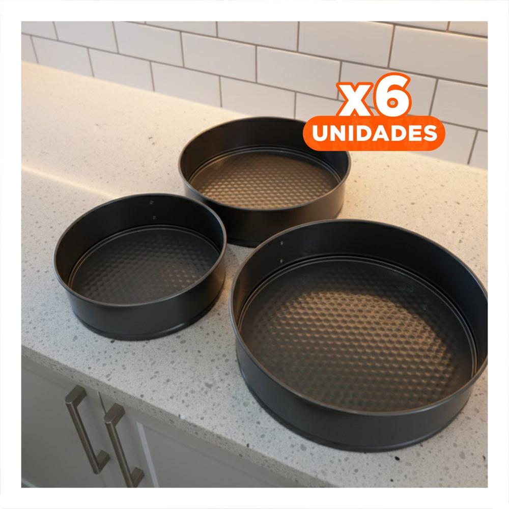 Pack6 Sistema Desmontable de Horno Plateado 3 Moldes Circulares
