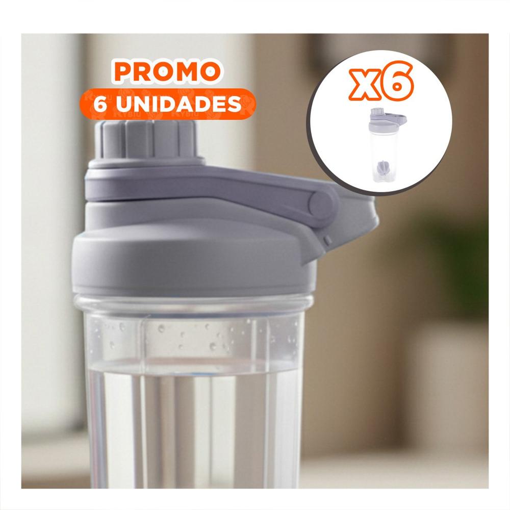 Pack6 Vaso Tomatodo Shaker 500ml Plomo para Hidratación y deporte Diario