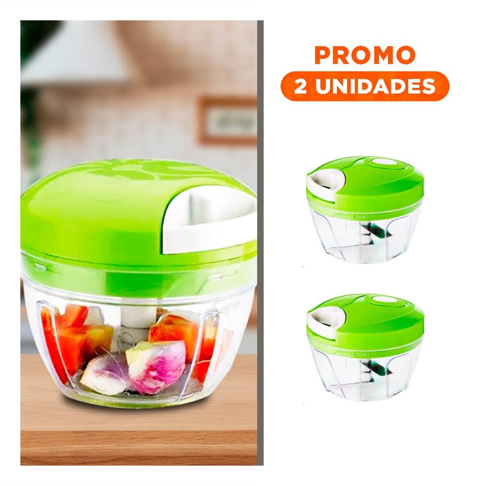 Pack2 Procesador de Cocina en Acrilico Durable con Pita Manual y Tapa Verde YRegalo Sticker