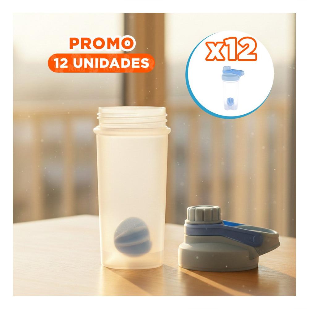 Pack12 Vaso Tomatodo Shaker 500ml Celeste Reutilizable para Agua y Batidos YRegalo Sticker