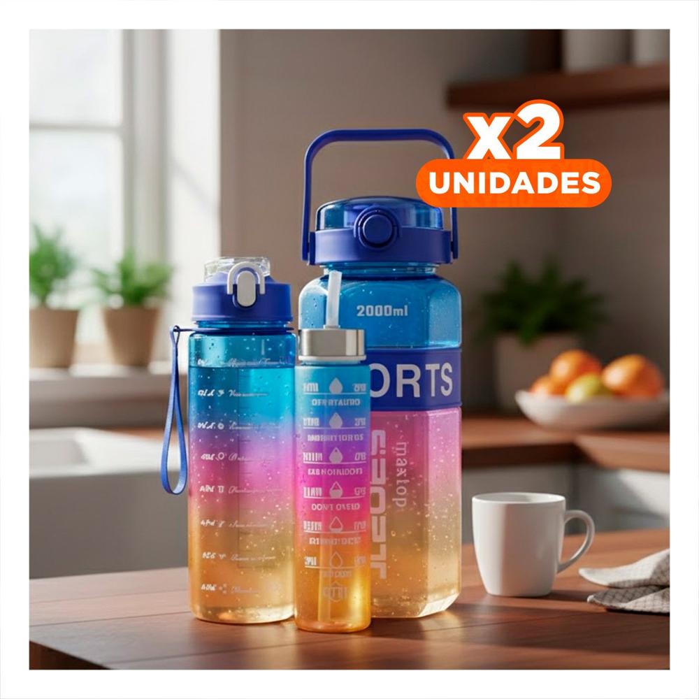 Pack2 Envase Trio Transparente Azul Fucsia y Amarillo con Tapa Hermetica Oficina YPapel Regalo