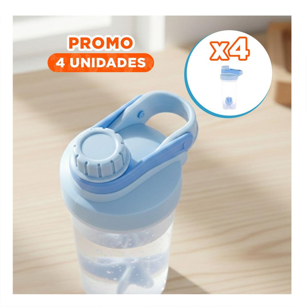Pack4 Botella Tomatodo Shaker 500ml Celeste para Hidratación y deporte Diario YRegalo Sticker