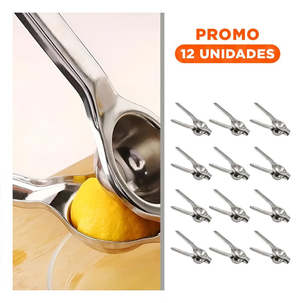Pack12 Prensa en Color Plateado de Metal para Limon 21 cm x 6 cm Practico