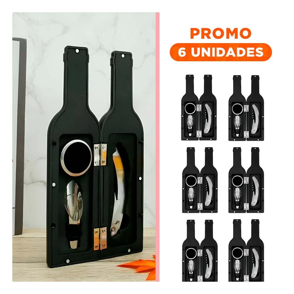 Pack6 Set Saca Corcho Pequeno 4 Piezas Negro Elegante para Cocina y Reuniones Y Regalo Sticker