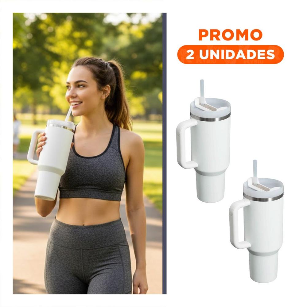 Pack2 Frasco Termico con Asa y Pico 1200ML Blanco Reutilizable Y Regalo Sticker