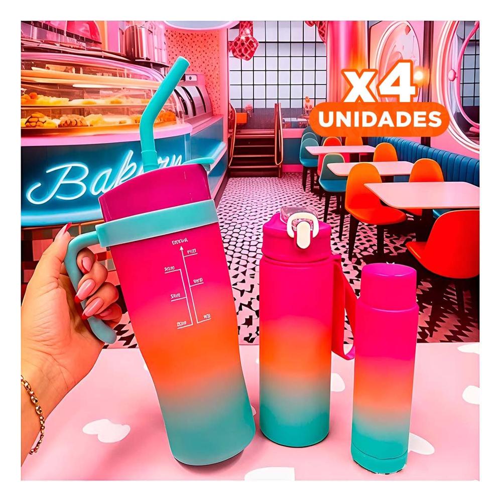 Pack4 Equipo Trio Tricolor 1200ml 800ml 300ml Facil de Usar y Practico Y Regalo Sticker