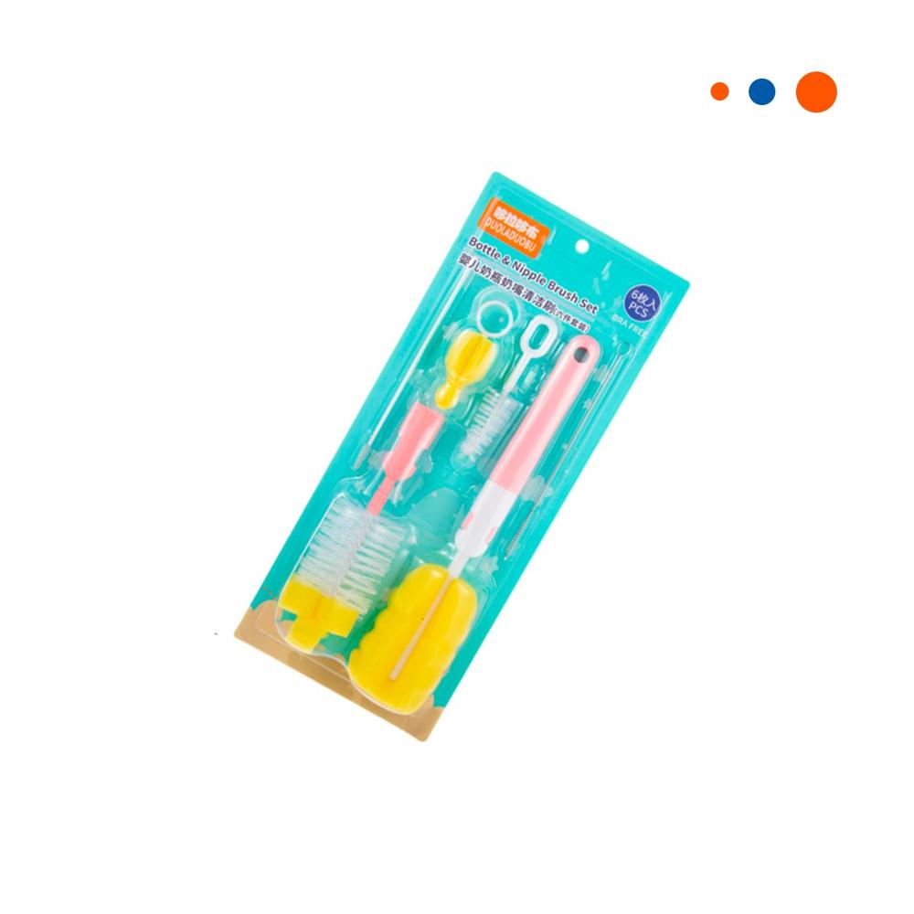 Escobilla Compacta para Higiene Rapida y Facil 6pzs Base Rosado Y Regalo Sticker