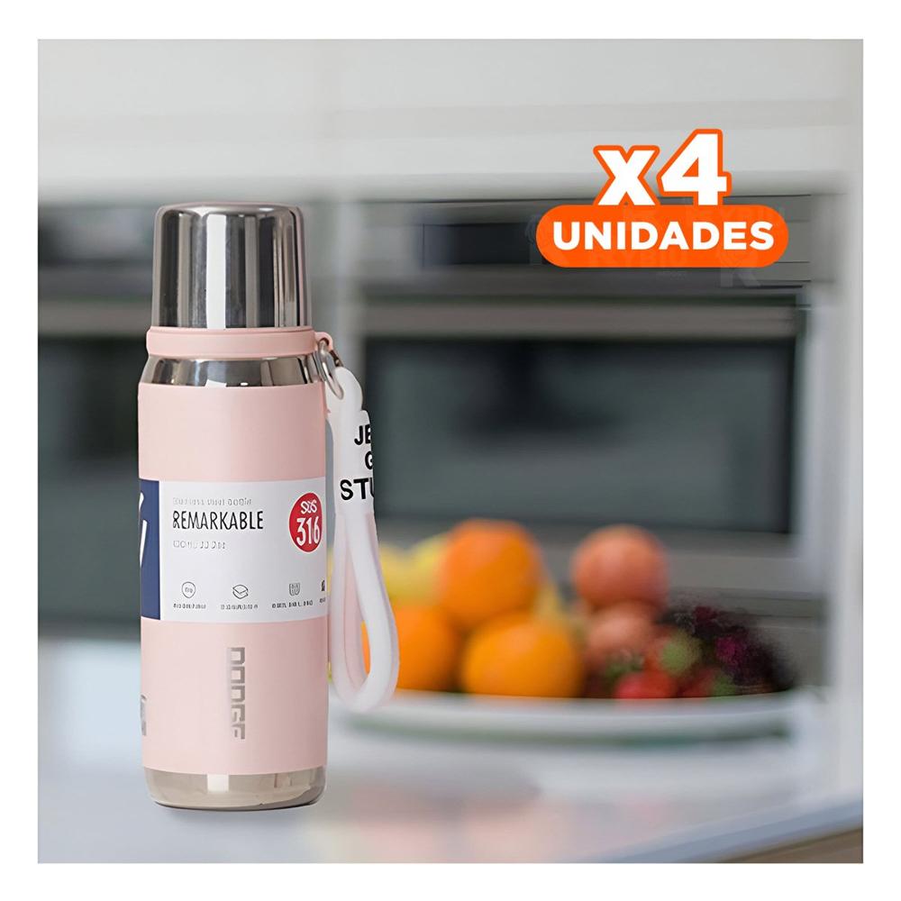 Pack4 Frasco Rosado 800ml para Café Té y Bebidas Diarias en Oficina y Hogar YRegalo Sticker