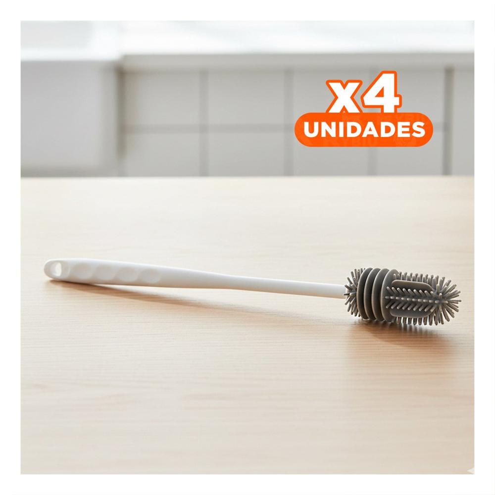Pack4 Utensilio de Silicona Blanco para Limpiar Botellas en Cocina Hogar Y Regalo Sticker