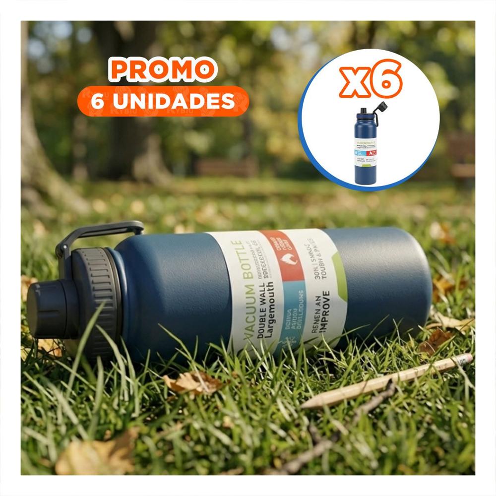 Pack6 Frasco Portatil 800ml Azul para Bebidas en Excursiones