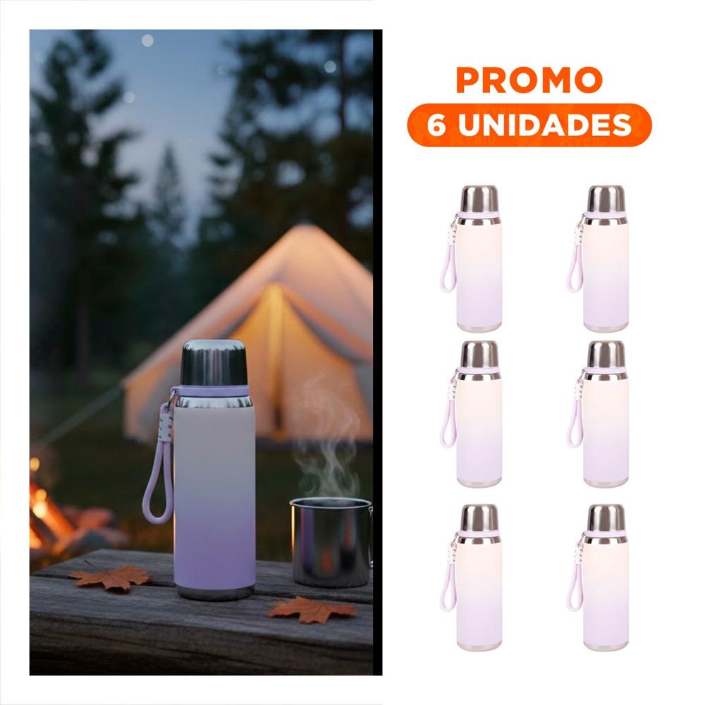 Pack6 Contenedor 800ml Lila Doble Pared que Conserva Temperatura YRegalo Sticker