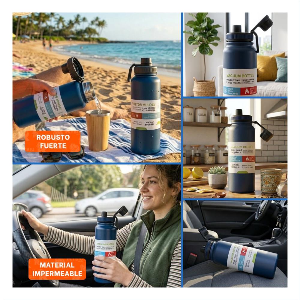 Termo Escolar 800ml Azul para Bebidas Frias y Calientes YLigas Regalo