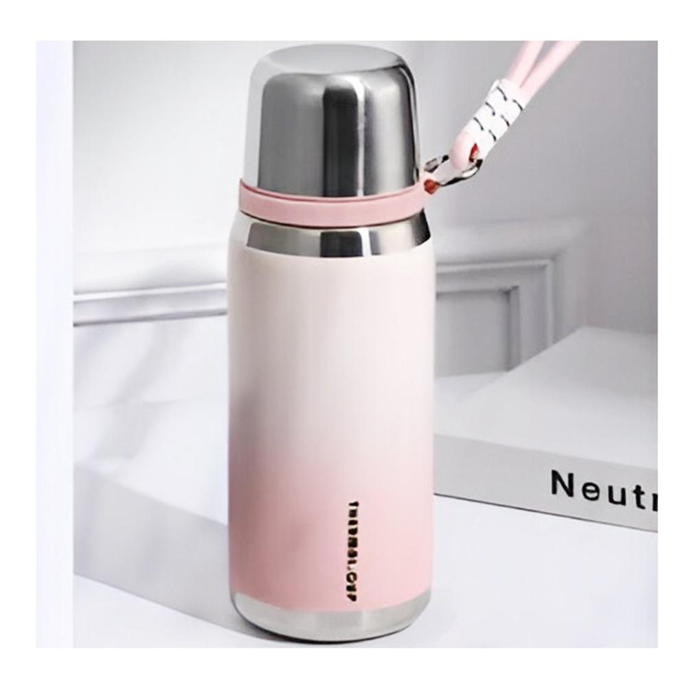 Termo Degradado 800ml Rosado para Mantener Bebidas Calientes y Frias en Casa