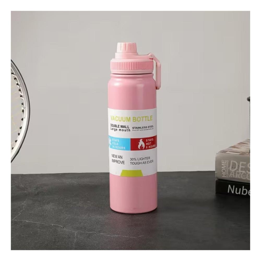 Termo Portatil 800ml Rosado para Ninos con Segura Y notas