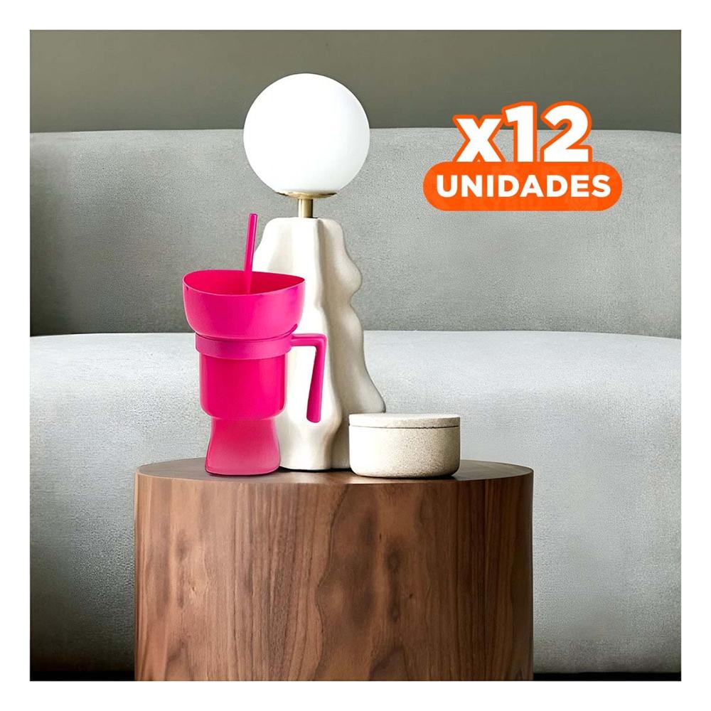 Pack12 Recipiente 2 en 1 de ABS Rosado con Imagen Moderna y Funcional YRegalo Sticker