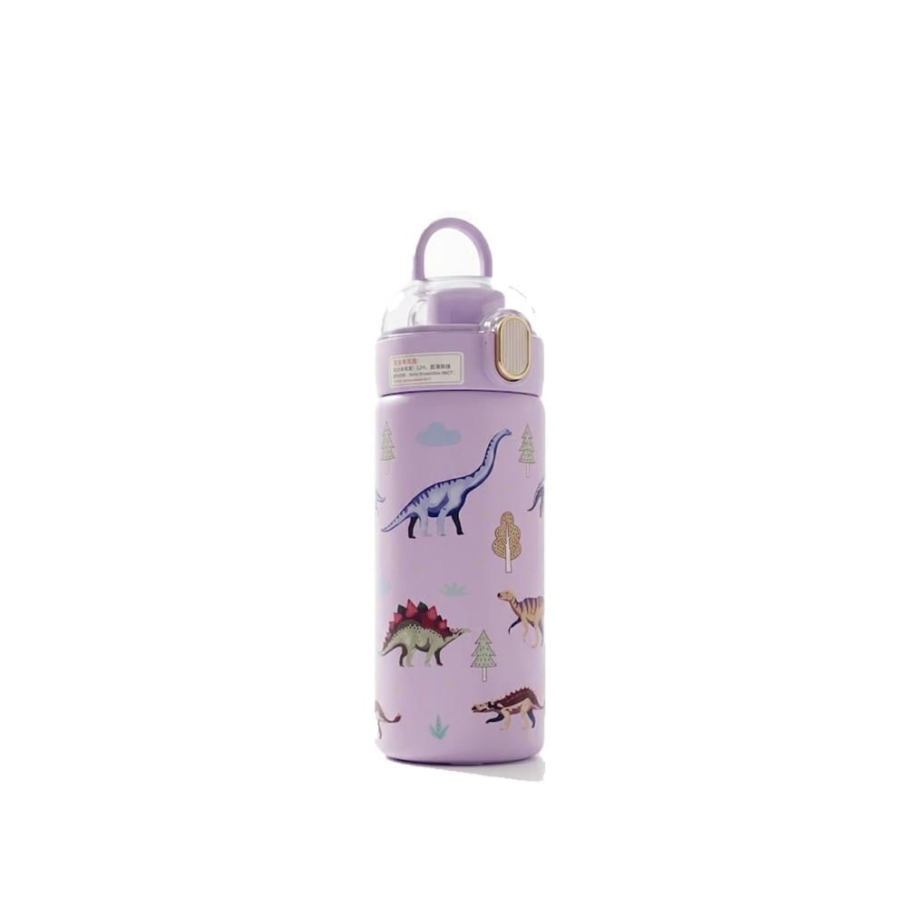 Termo Divertido 420ml Dinosaurio Lila con Diseno para Ninos YRegalo Sticker