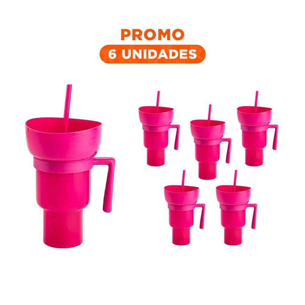 Pack6 Recipiente 2 en 1 en Color Rosado con Base de ABS para Uso Continuo YRegalo Sticker
