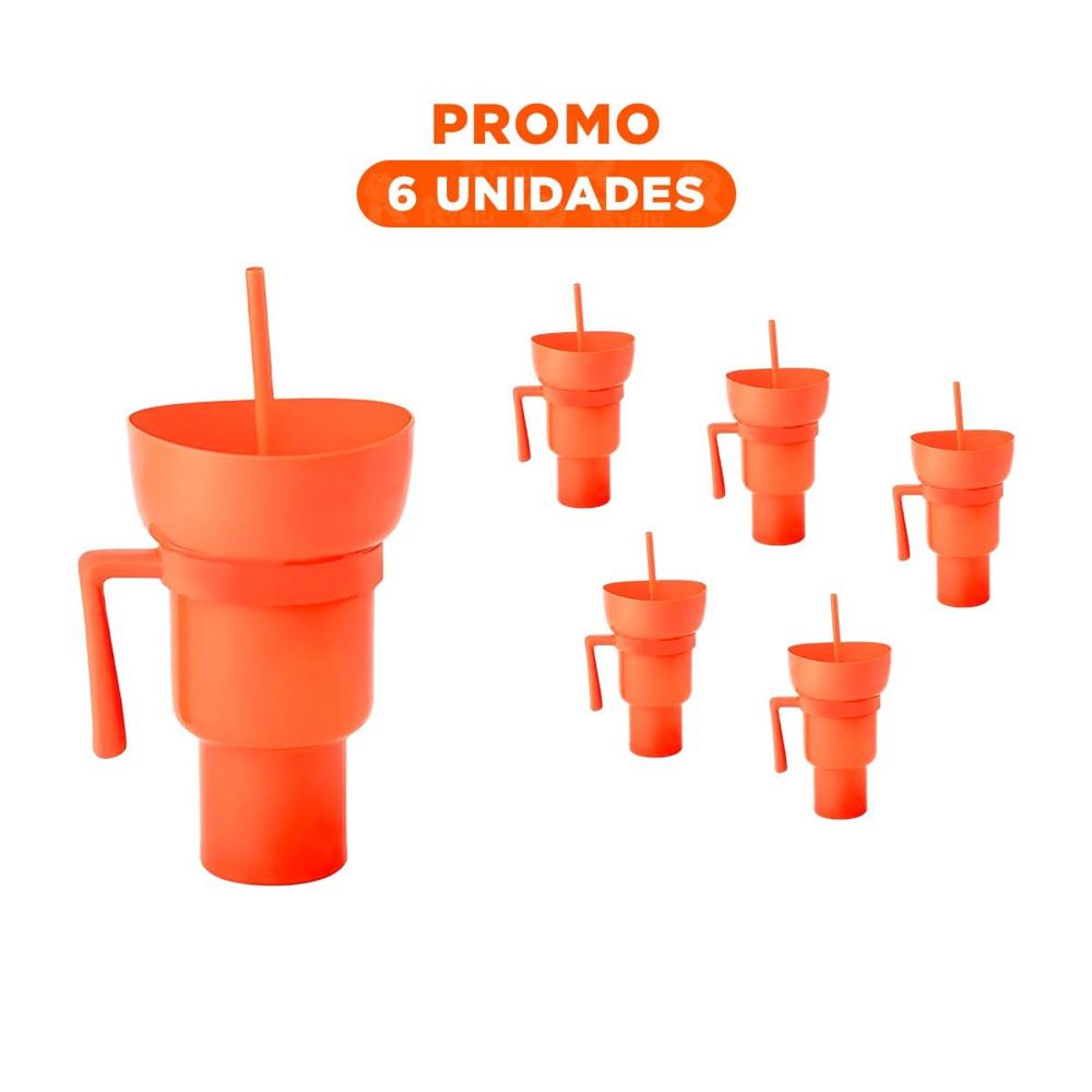 Pack6 Recipiente 2 en 1 en Color Anaranjado con Base de ABS para Uso Continuo YRegalo Sticker