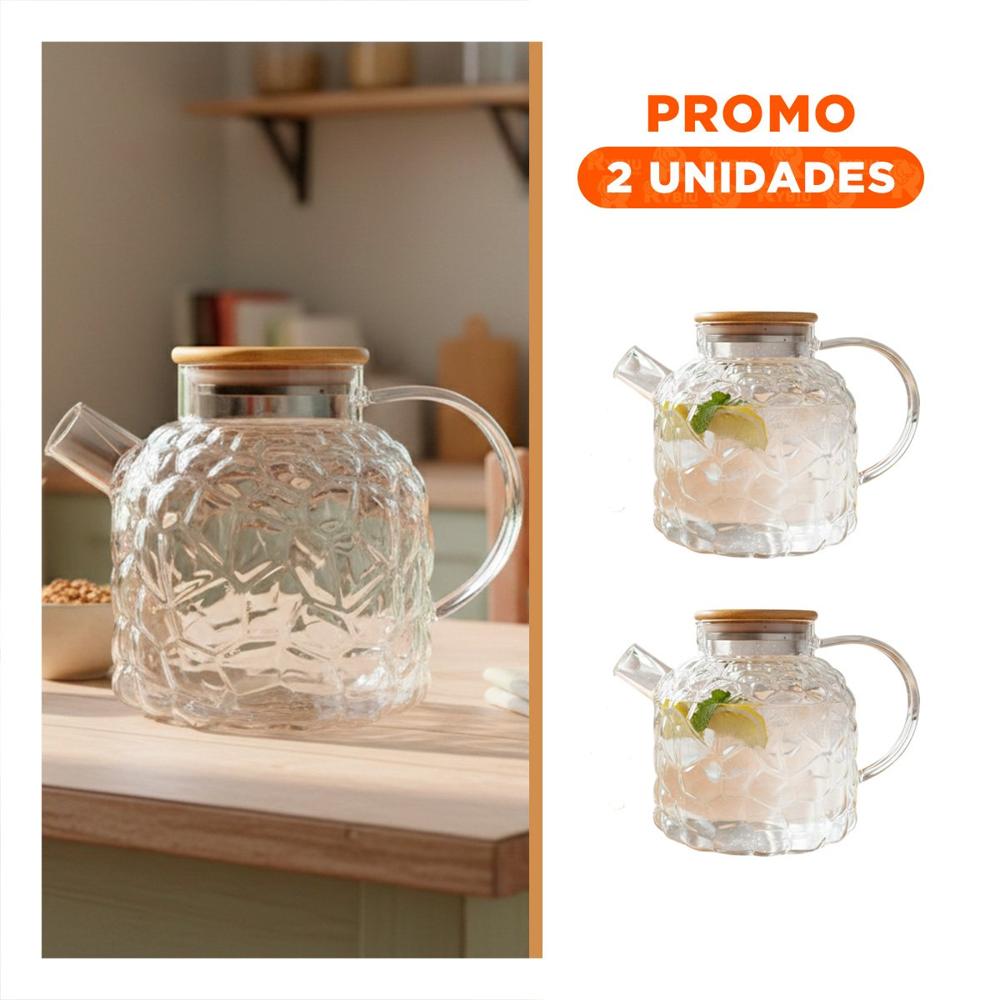 Pack2 Recipiente Practico para Servir Bebidas con Tapa de Madera Transparente YRegalo Sticker