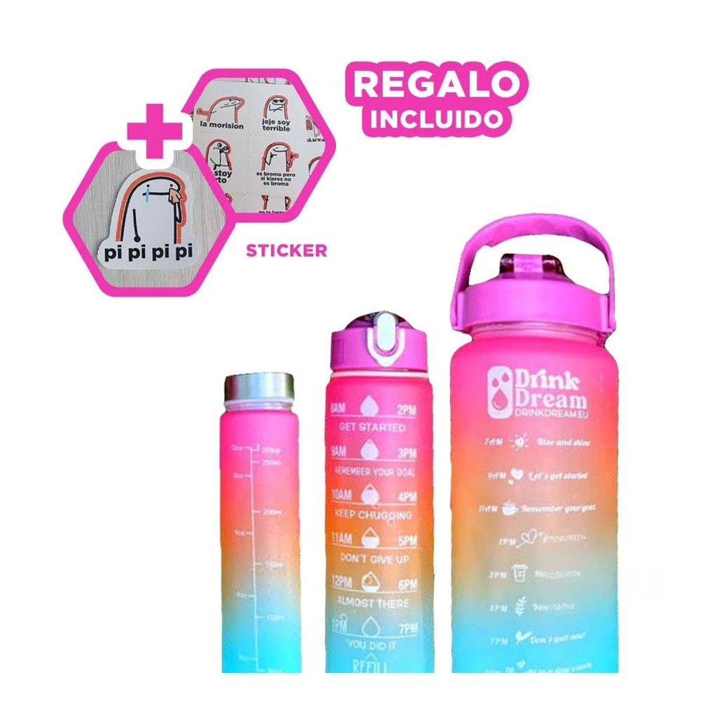 Botellas de Hidratacion con 2 L 1 L y 300 Ml en Fucsia para Uso Diario Activo YRegalo Sticker