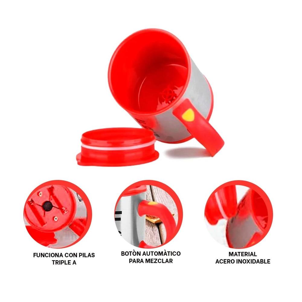 Mezclador Electrico 400 ml con 2 Pilas AAA para Bebidas y Batidos Rojo YPapel Regalo