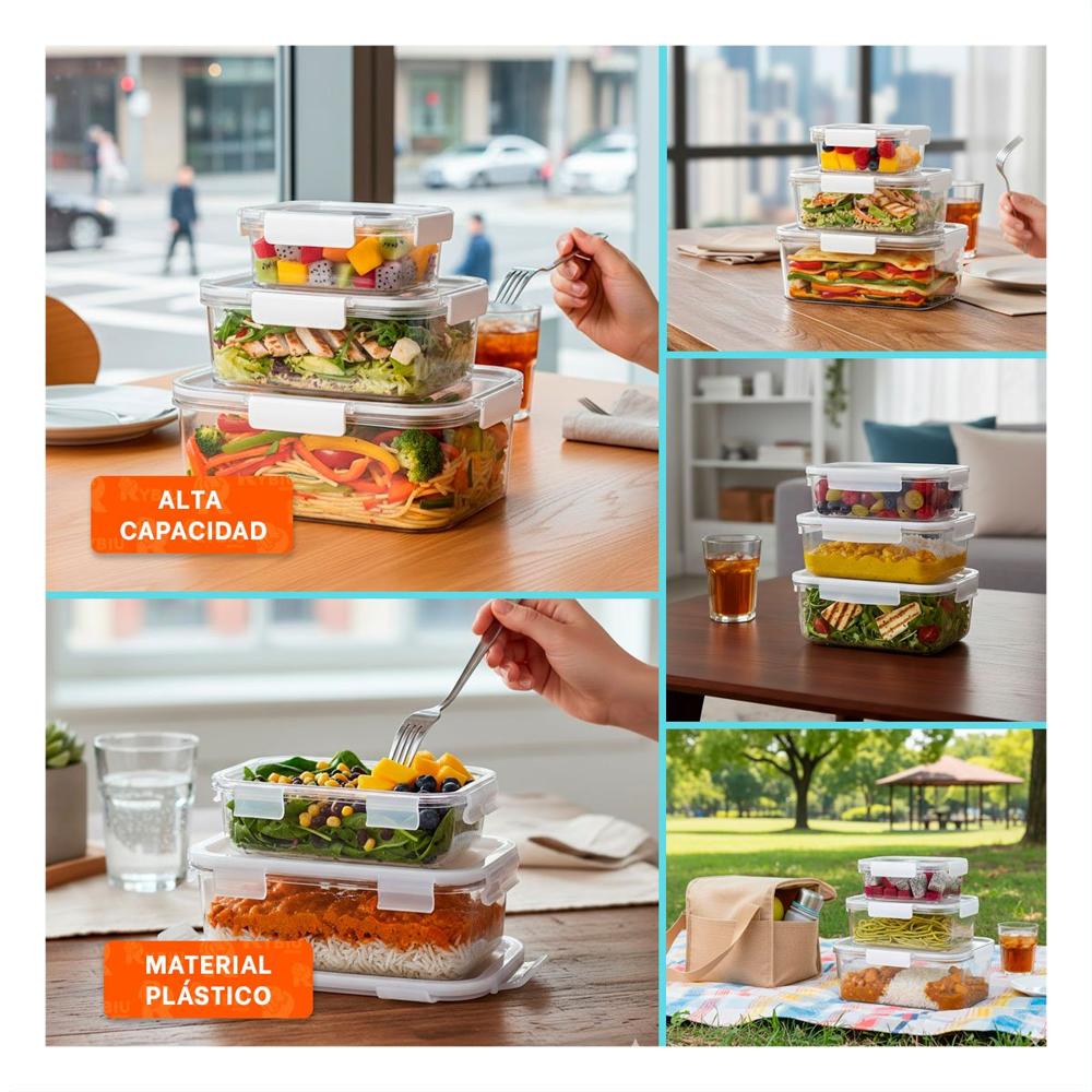 Pack Practico de Envases con Tapa Segura y Cierre Firme Transparente YLigas Regalo