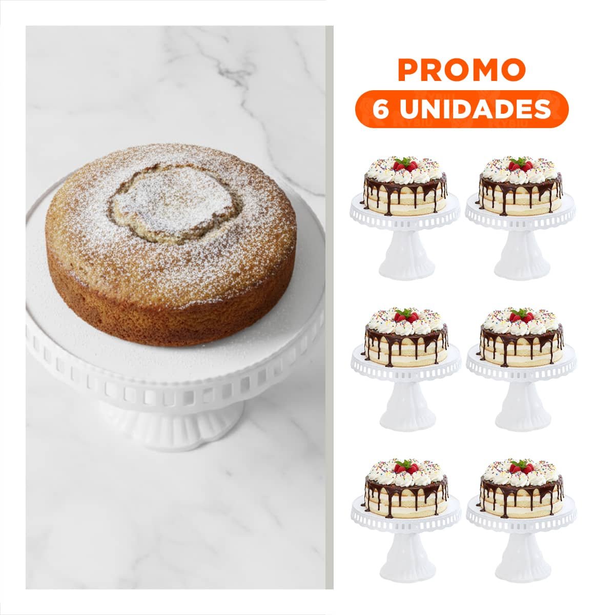 Pack6 Exhibidor Decorativo para Torta Blanco 32 cm para Hogar