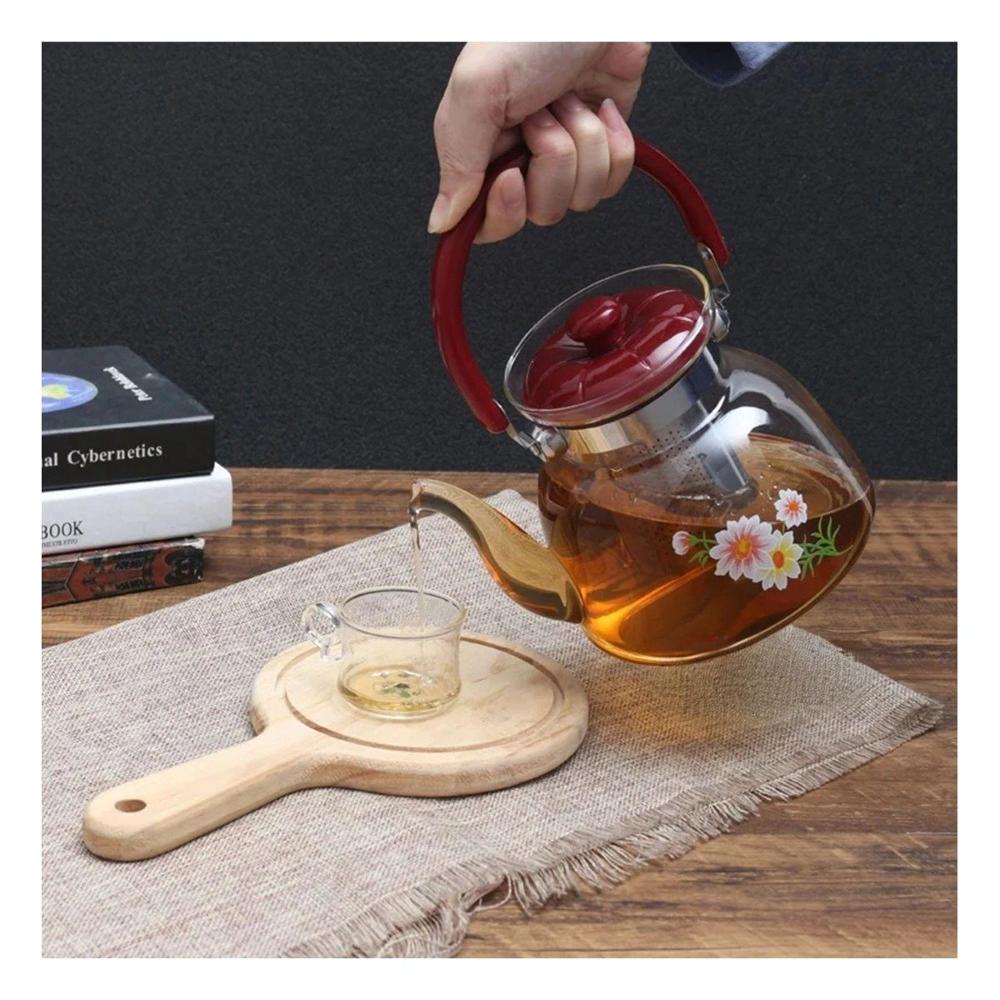 Jarra de Vidrio para Te y Cafe 1400ml Transparente Guinda