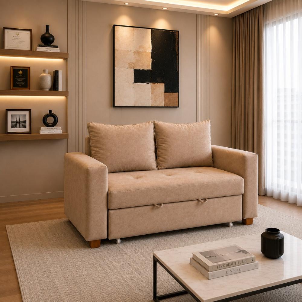 Sofá Cama Atlanta 1.5 Plaza AAA Multiservices Camel