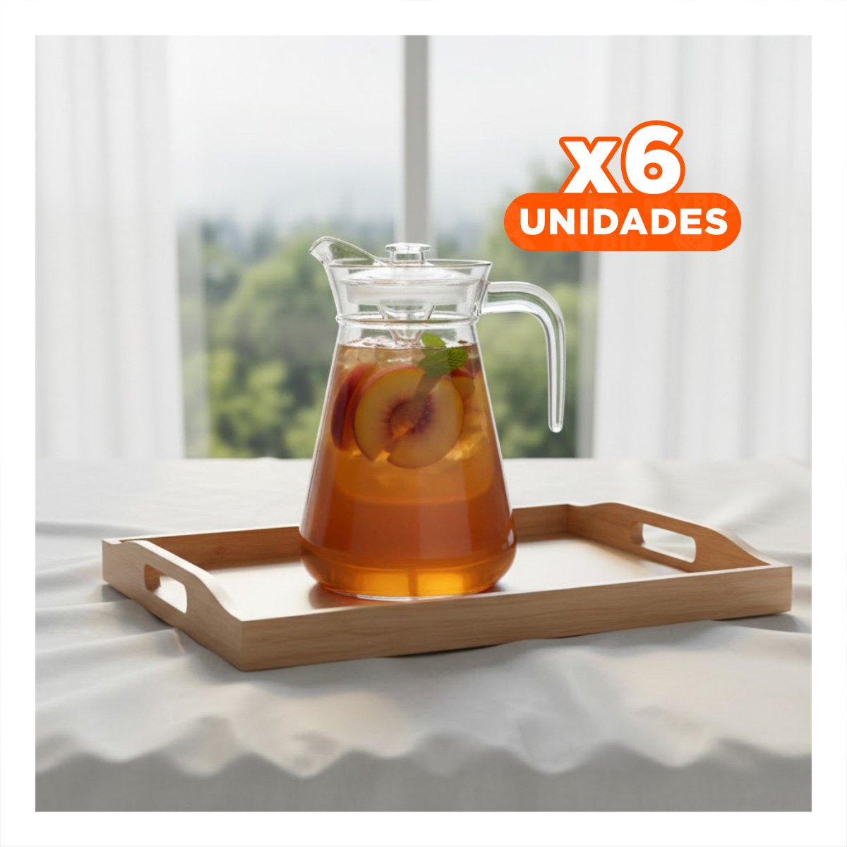 Pack6 Vaso para Agua en Vidrio con Relieve 1300 ml Y Papel Regalo