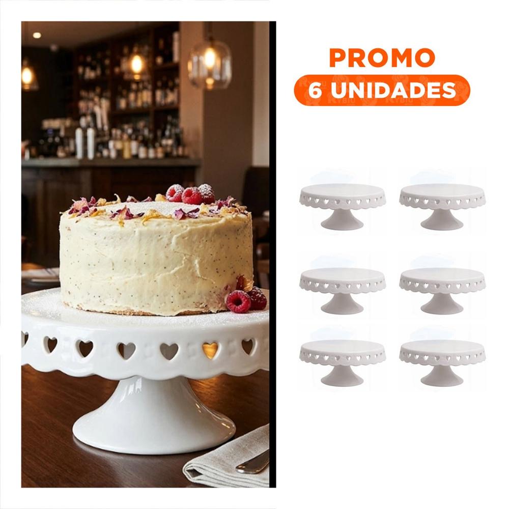 Pack6 Soporte Corazones para Reposteria Ceramica Blanco 25 cm para Hogar YRegalo Sticker