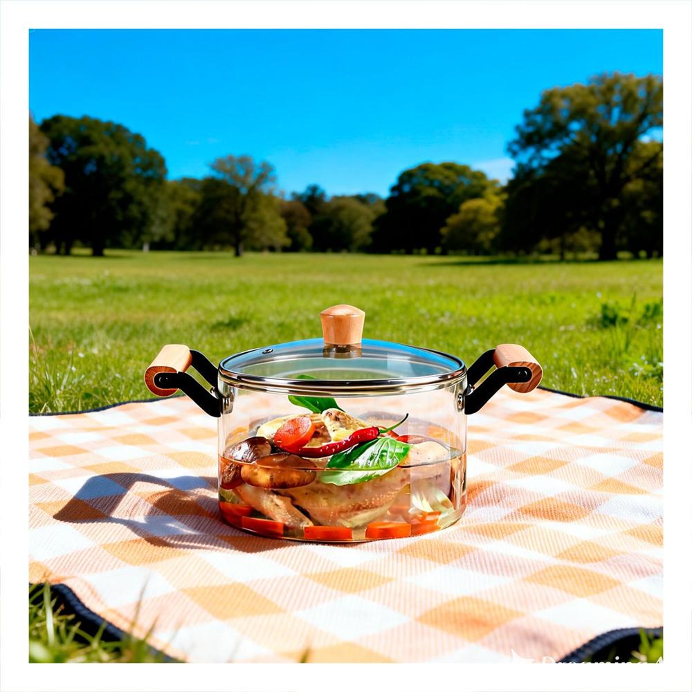 Olla de Borosilicato 4.5L con Tapa Transparente Circular y Asa de Madera