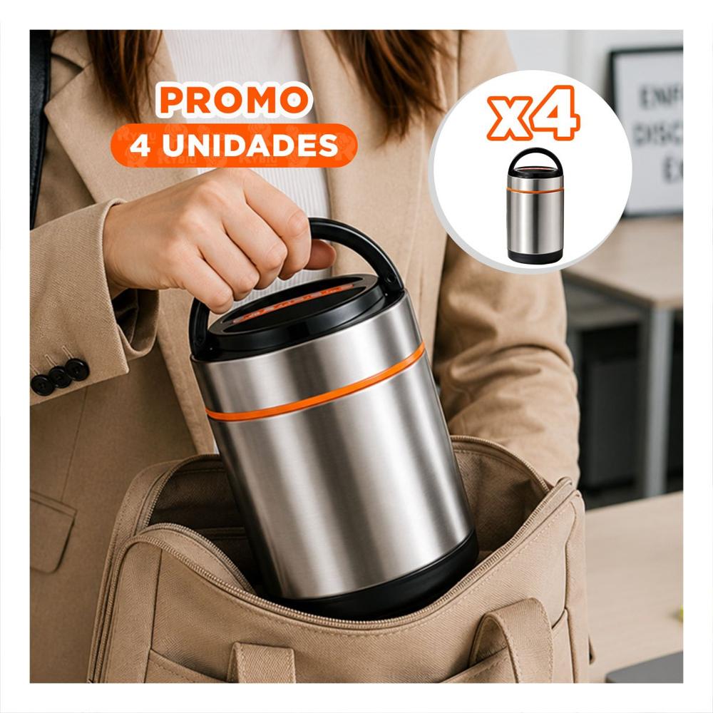 Pack4 Envase Alimentario Color Naranja de 1400ml con Acabado Plateado YPapel Regalo