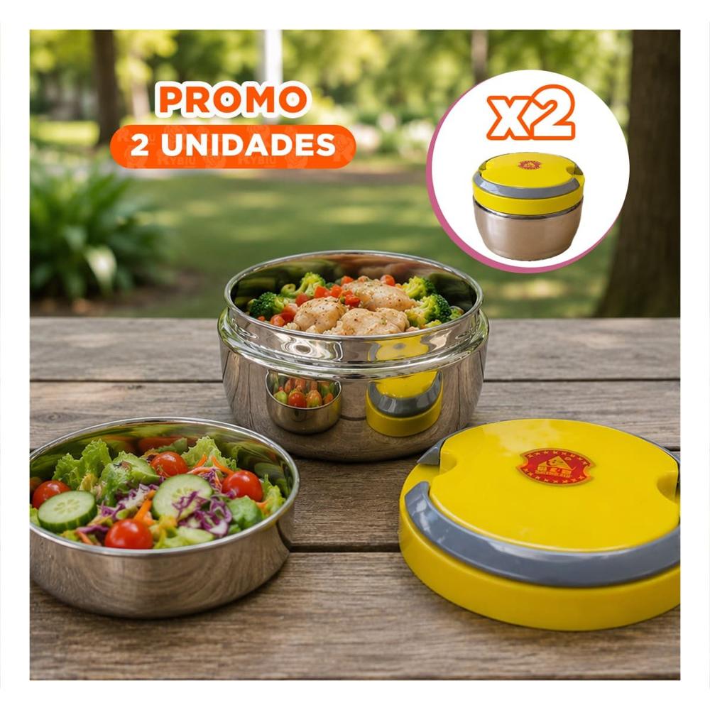 Pack2 Recipiente Termico de Uso Diario 1200ml Color Amarillo para Alimentos